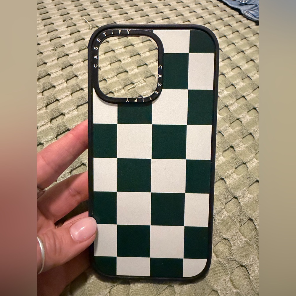 Casetify Green Light Tan Checkered Phone Case